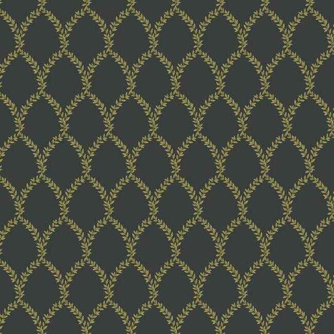Laurel Gold & Black Wallpaper - York Wallcoverings - RI5177
