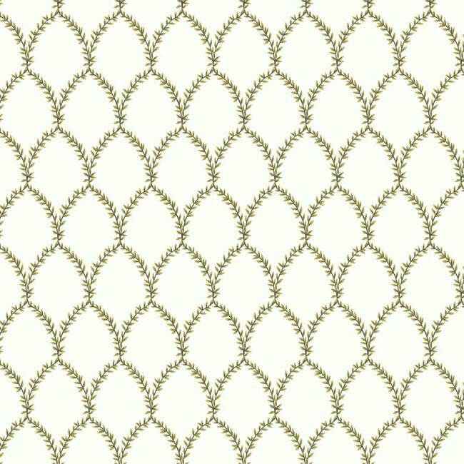 Laurel Gold & White Wallpaper - York Wallcoverings - RI5176