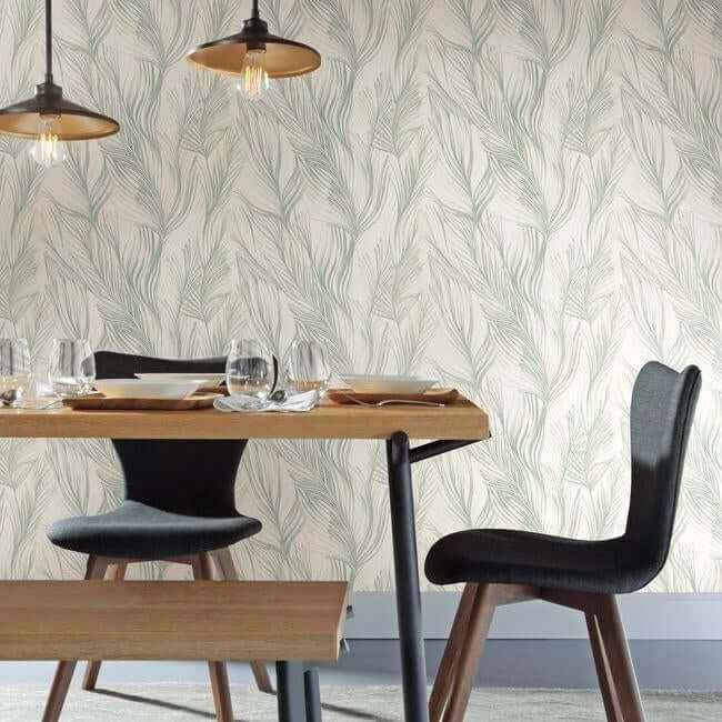 Peaceful Plume Light Blue Wallpaper - York Wallcoverings - NA0501 - York Wallcoverings Wallpaper