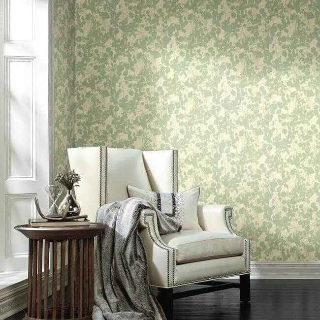 Pressed Leaves Green Wallpaper - York Wallcoverings - NA0517 - York Wallcoverings Wallpaper
