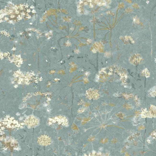 botanical-fantasy-wallpaper-bluebeige-york-wallcoverings-na0542 - York Wallcoverings Wallpaper