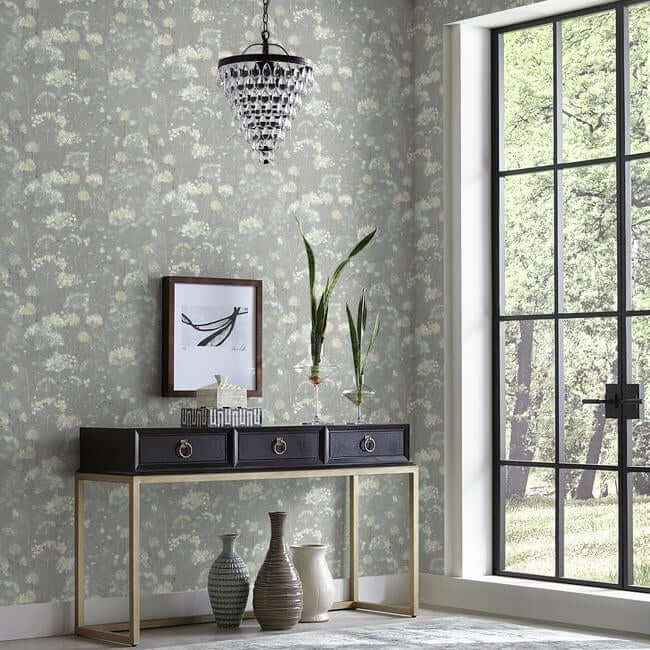 Botanical Fantasy Grey Wallpaper - York Wallcoverings - NA0541 - York Wallcoverings Wallpaper