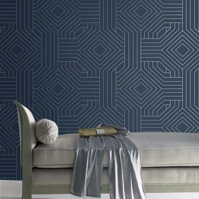 diverging-diamonds-navy-wallpaper-york-wallcoverings-ci2375 - York Wallpaper Wallpaper