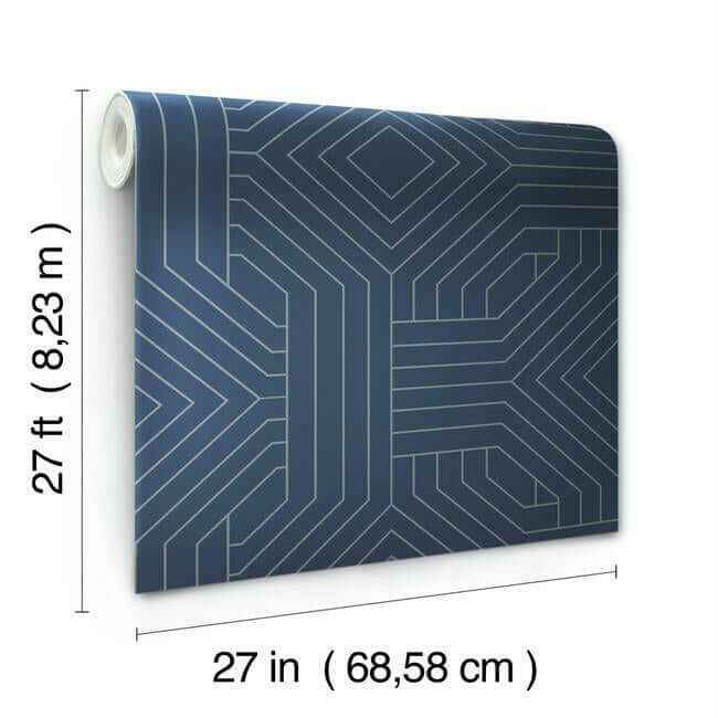 Diverging Diamonds Navy Wallpaper - York Wallcoverings - CI2375 - York Wallcoverings Wallpaper