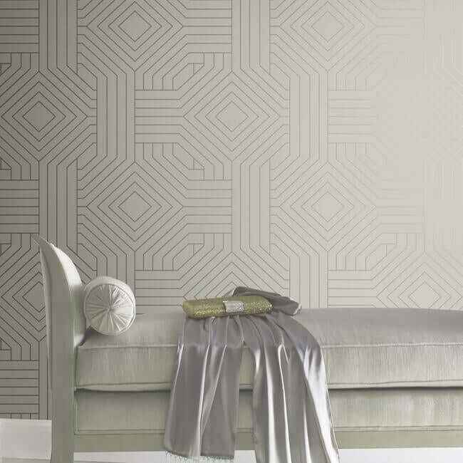 Diverging Diamonds Taupe Wallpaper - York Wallcoverings - CI2377 - York Wallcoverings Wallpaper