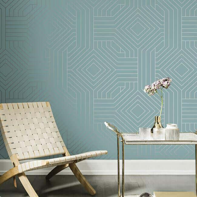 diverging-diamonds-blue-wallpaper-york-wallcoverings-ci2372 - York Wallcoverings Wallpaper