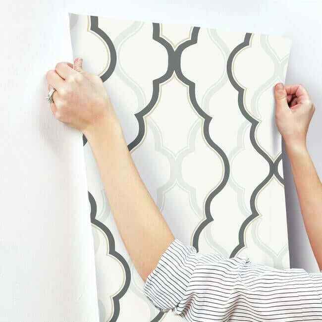 Double Damask White & Black Wallpaper - York Wallcoverings - CI2391 - York Wallcoverings Wallpaper