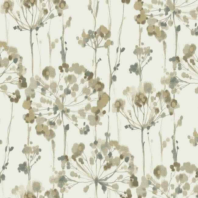 Flourish Taupe Metallic Wallpaper - York Wallcoverings - CN2103