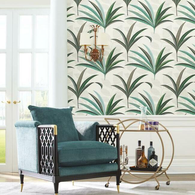 el-morocco-palm-wallpaper-whitegreen-york-wallcoverings-ca1553 - York Wallcoverings Wallpaper