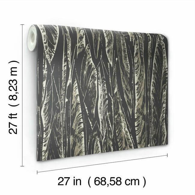 native-leaves-black-wallpaper-york-wallcoverings-og0580 - York Wallcoverings Wallpaper