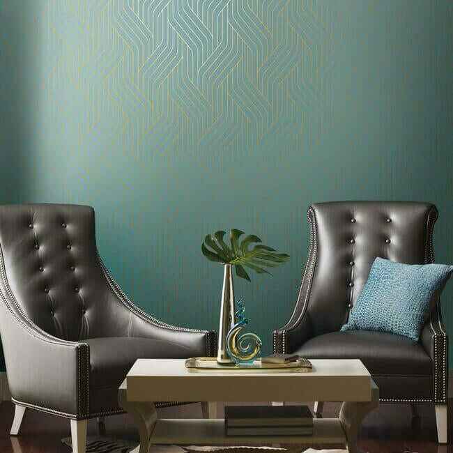 Ebb & Flow Blue & Gold Wallpaper - York Wallcoverings - NW3520 - York Wallcoverings Wallpaper