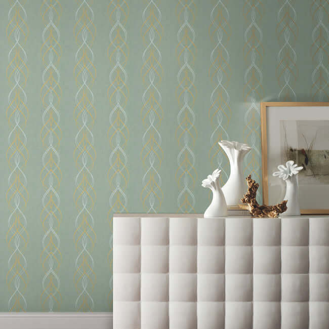 aurora-blue-gold-wallpaper-york-wallcoverings-nw3551 - York Wallpaper Wallpaper