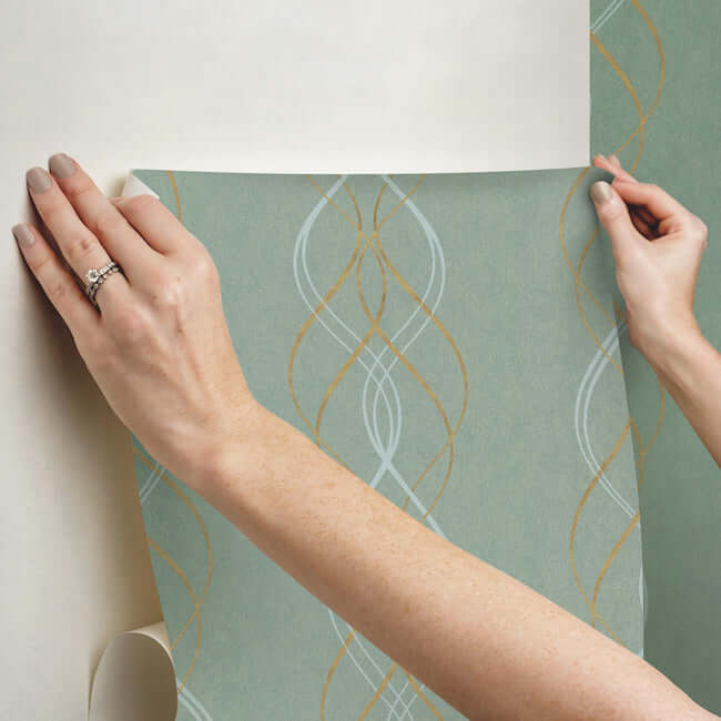 aurora-blue-gold-wallpaper-york-wallcoverings-nw3551 - York Wallpaper Wallpaper