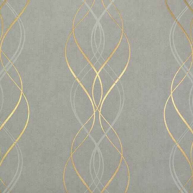 Aurora Grey & Gold Wallpaper - York Wallcoverings - NW3550