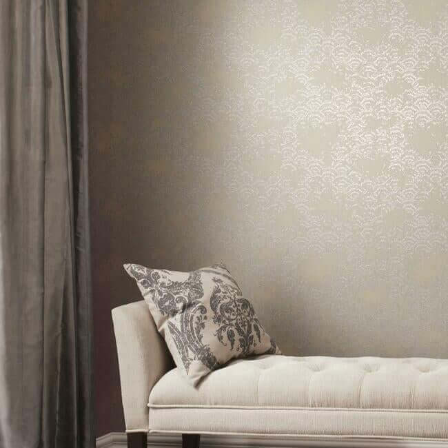 eclipse-khaki-silver-wallpaper-york-wallcoverings-nw3599 - York Wallpaper Wallpaper