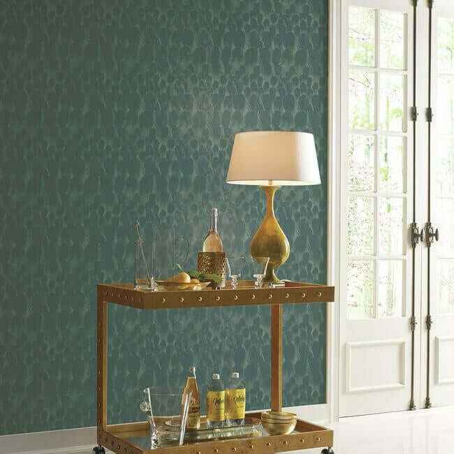 Feathers Wallpaper Tealgreen - York Wallcoverings - Y6230105 - York Wallcoverings Wallpaper