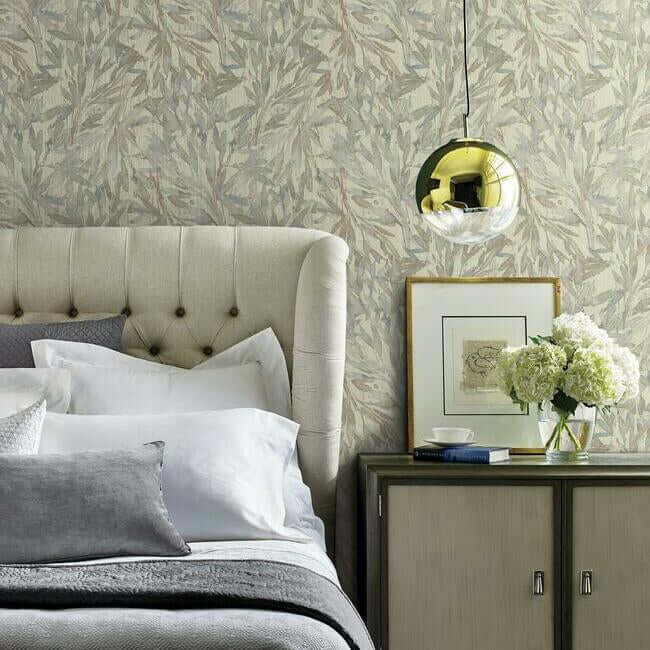 rainforest-leaves-wallpaper-lavenderlight-blue-york-wallcoverings-y6230703 - York Wallcoverings Wallpaper