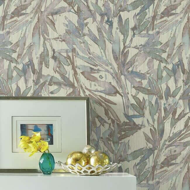 rainforest-leaves-wallpaper-lavenderlight-blue-york-wallcoverings-y6230703 - York Wallcoverings Wallpaper