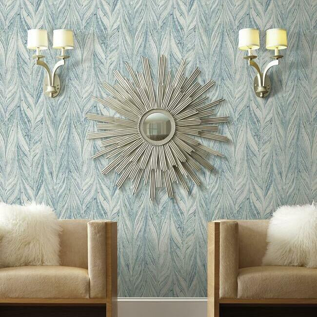 ebru-marble-wallpaper-bright-blue-york-wallcoverings-y6230803 - York Wallcoverings Wallpaper
