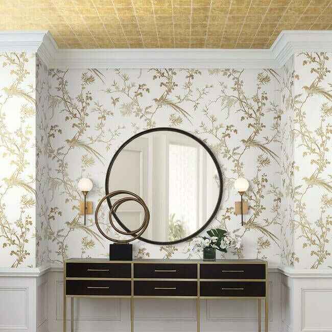 Metal Leaf Squares Gold Wallpaper - York Wallcoverings - KT2102