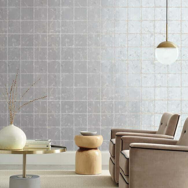 metal-leaf-squares-silver-wallpaper-york-wallcoverings-kt2103 - York Wallpaper Wallpaper