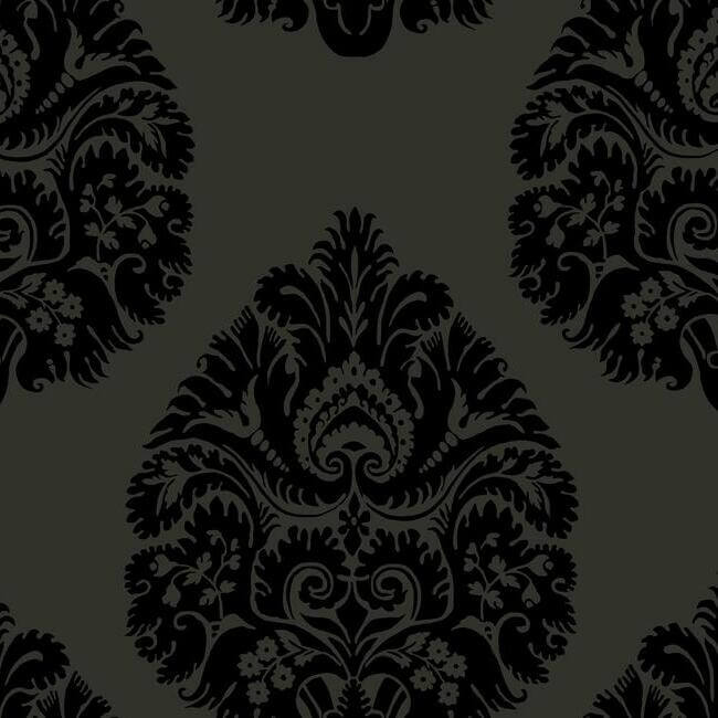 teardrop-damask-black-wallpaper-york-wallcoverings-kt2144 - York Wallpaper Wallpaper