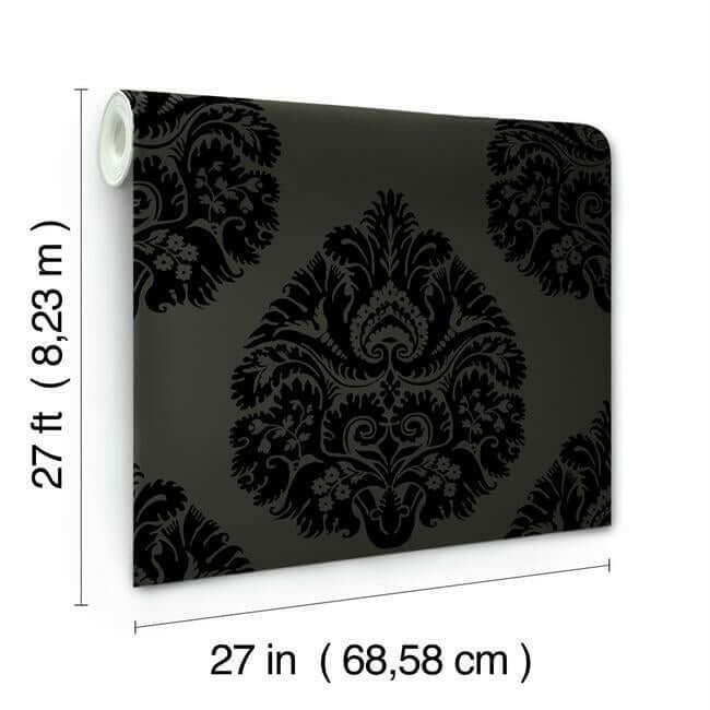 teardrop-damask-black-wallpaper-york-wallcoverings-kt2144 - York Wallpaper Wallpaper