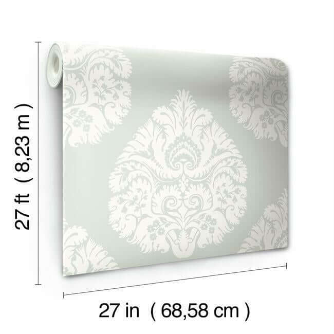teardrop-damask-light-grey-wallpaper-york-wallcoverings-kt2145 - York Wallpaper Wallpaper