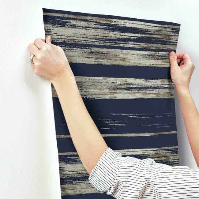 Horizontal Dry Brush Navy Wallpaper - York Wallcoverings - KT2154 - York Wallcoverings Wallpaper