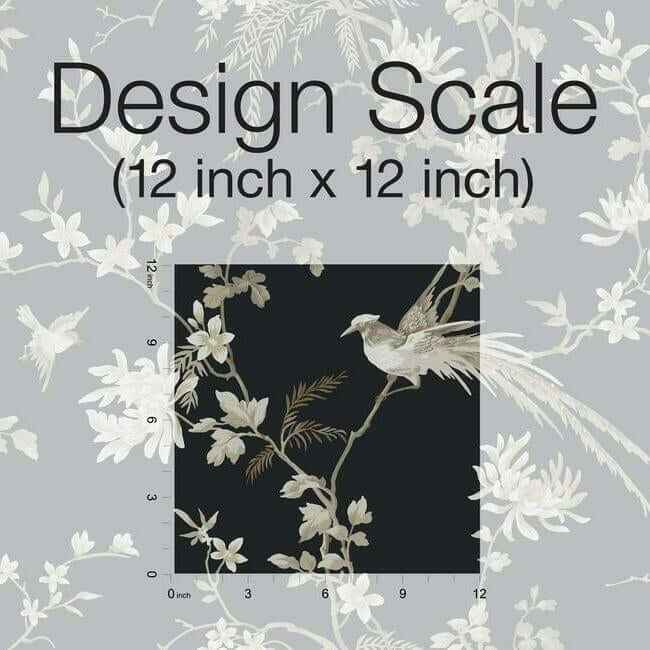 Bird & Blossom Chinoserie Black Wallpaper - York Wallcoverings - KT2173 - York Wallcoverings Wallpaper