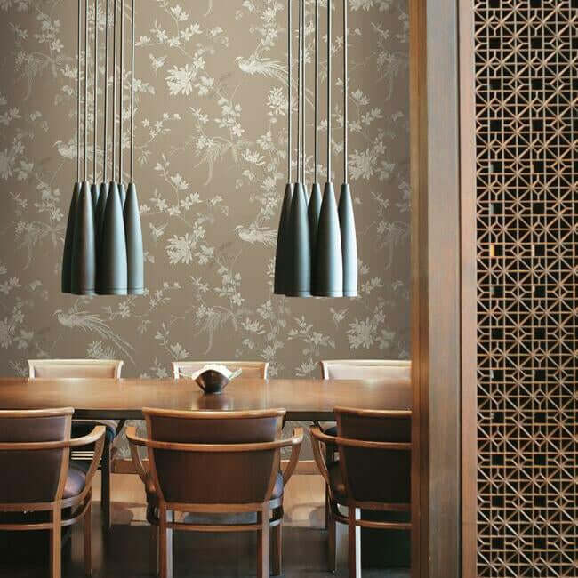 bird-blossom-chinoserie-brown-wallpaper-york-wallcoverings-kt2172 - York Wallpaper Wallpaper