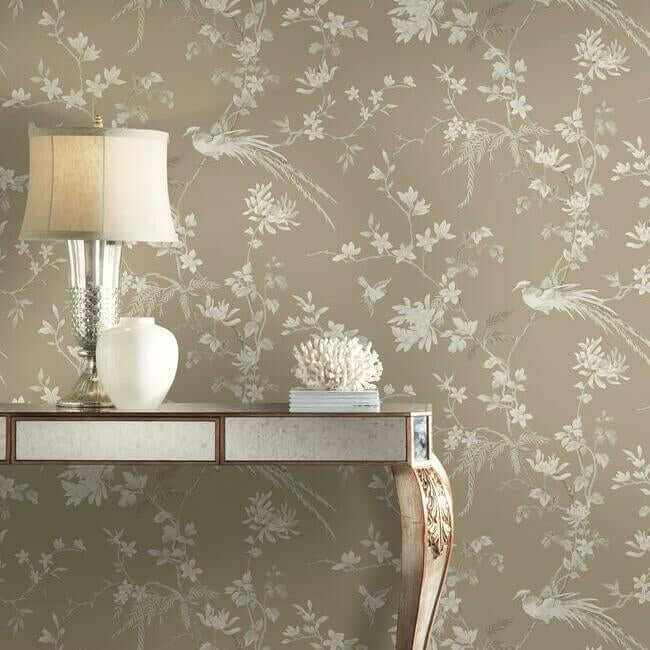 bird-blossom-chinoserie-brown-wallpaper-york-wallcoverings-kt2172 - York Wallpaper Wallpaper