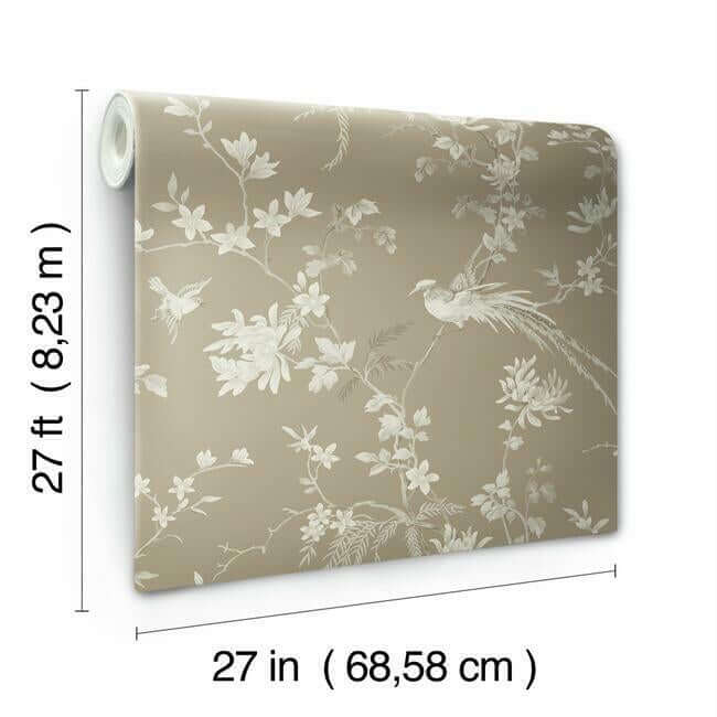 bird-blossom-chinoserie-brown-wallpaper-york-wallcoverings-kt2172 - York Wallpaper Wallpaper