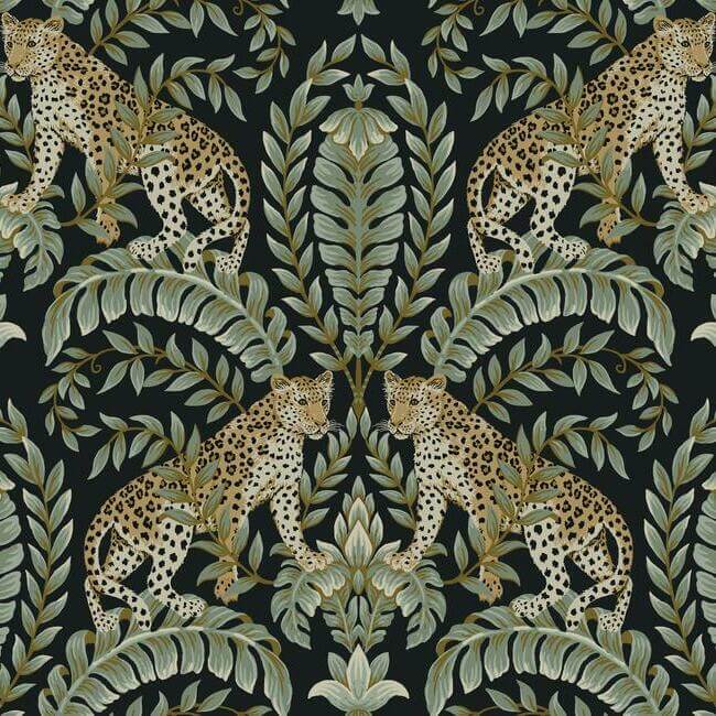 jungle-leopard-black-green-wallpaper-york-wallcoverings-kt2205