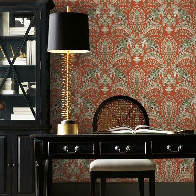 jungle-leopard-wallpaper-orange-york-wallcoverings-kt2201 - York Wallcoverings Wallpaper