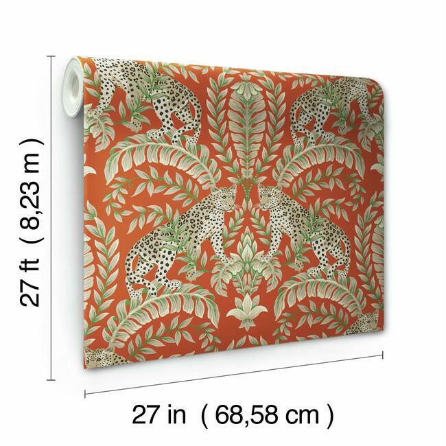 jungle-leopard-wallpaper-orange-york-wallcoverings-kt2201 - York Wallcoverings Wallpaper