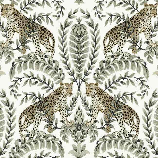 Jungle Leopard Wallpaper Whiteblack - York Wallcoverings - KT2202 - York Wallcoverings Wallpaper