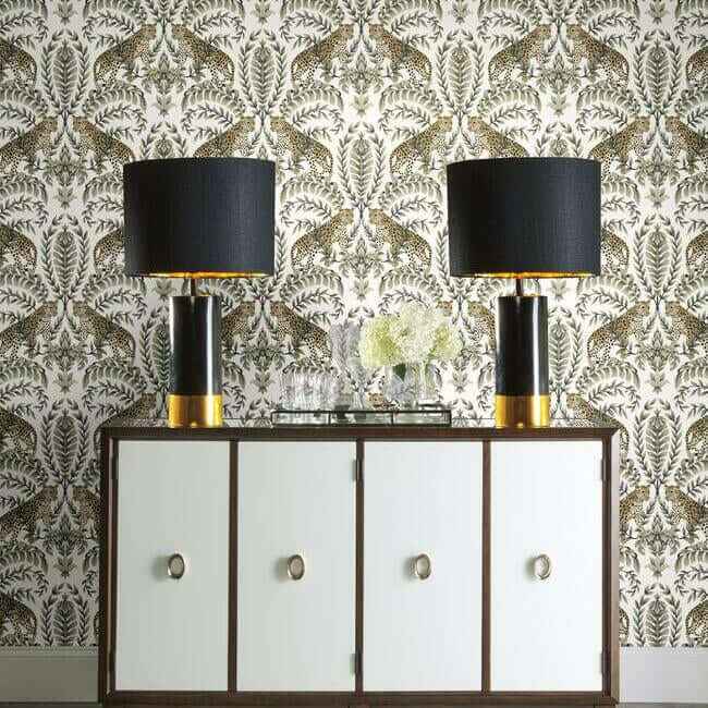 Jungle Leopard Wallpaper Whiteblack - York Wallcoverings - KT2202 - York Wallcoverings Wallpaper