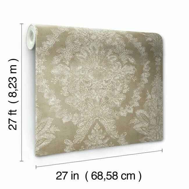 Charleston Damask Bronze Wallpaper - York Wallcoverings - KT2217 - York Wallcoverings Wallpaper