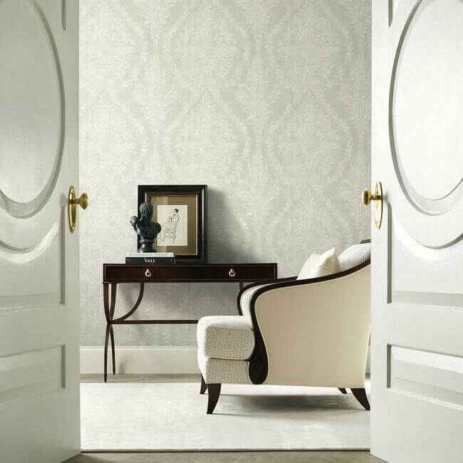 Charleston Damask Cream Wallpaper - York Wallcoverings - KT2214 - York Wallcoverings Wallpaper