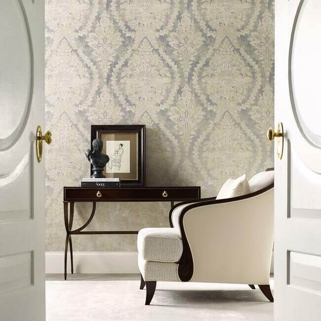 charleston-damask-silver-wallpaper-york-wallcoverings-pm9309 - York Wallpaper Wallpaper