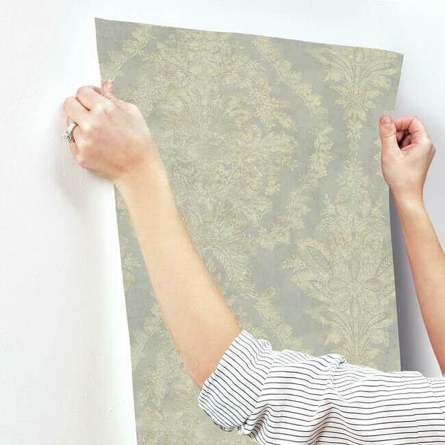 charleston-damask-silver-wallpaper-york-wallcoverings-pm9309 - York Wallpaper Wallpaper