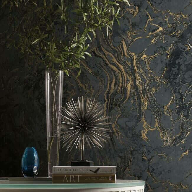 polished-marble-black-wallpaper-york-wallcoverings-kt2224 - York Wallpaper Wallpaper