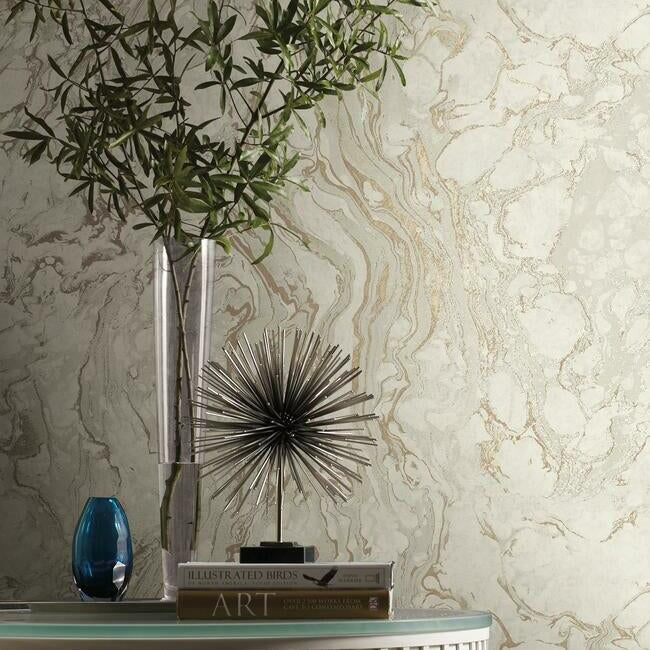 polished-marble-wallpaper-whitegold-york-wallcoverings-kt2223 - York Wallcoverings Wallpaper