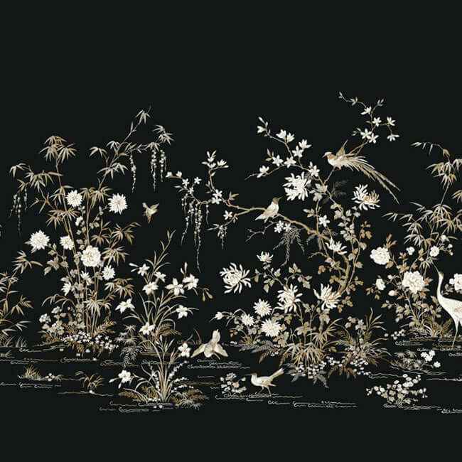 Flowering Vine Chino Black Wall Mural - York Wallcoverings - KT2264M