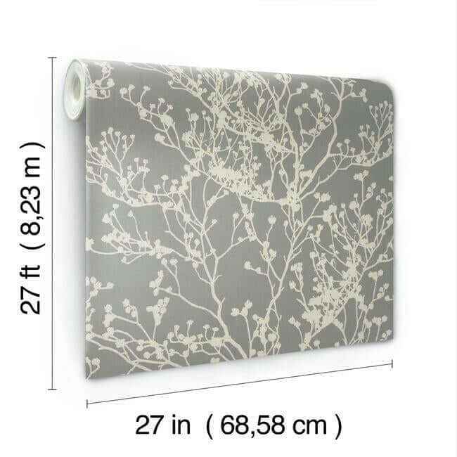Budding Branch Silhouette Brown Wallpaper - York Wallcoverings - HC7518 - York Wallcoverings Wallpaper