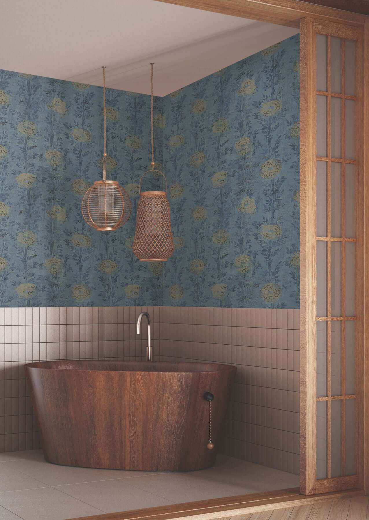 french-marigold-denim-gold-wallpaper-york-wallcoverings-af6520 - York Wallpaper Wallpaper