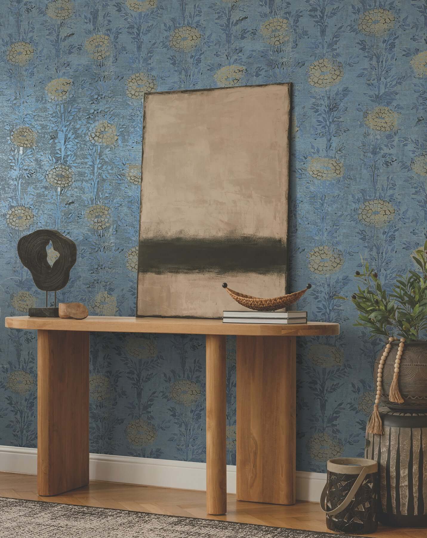 french-marigold-denim-gold-wallpaper-york-wallcoverings-af6520 - York Wallpaper Wallpaper
