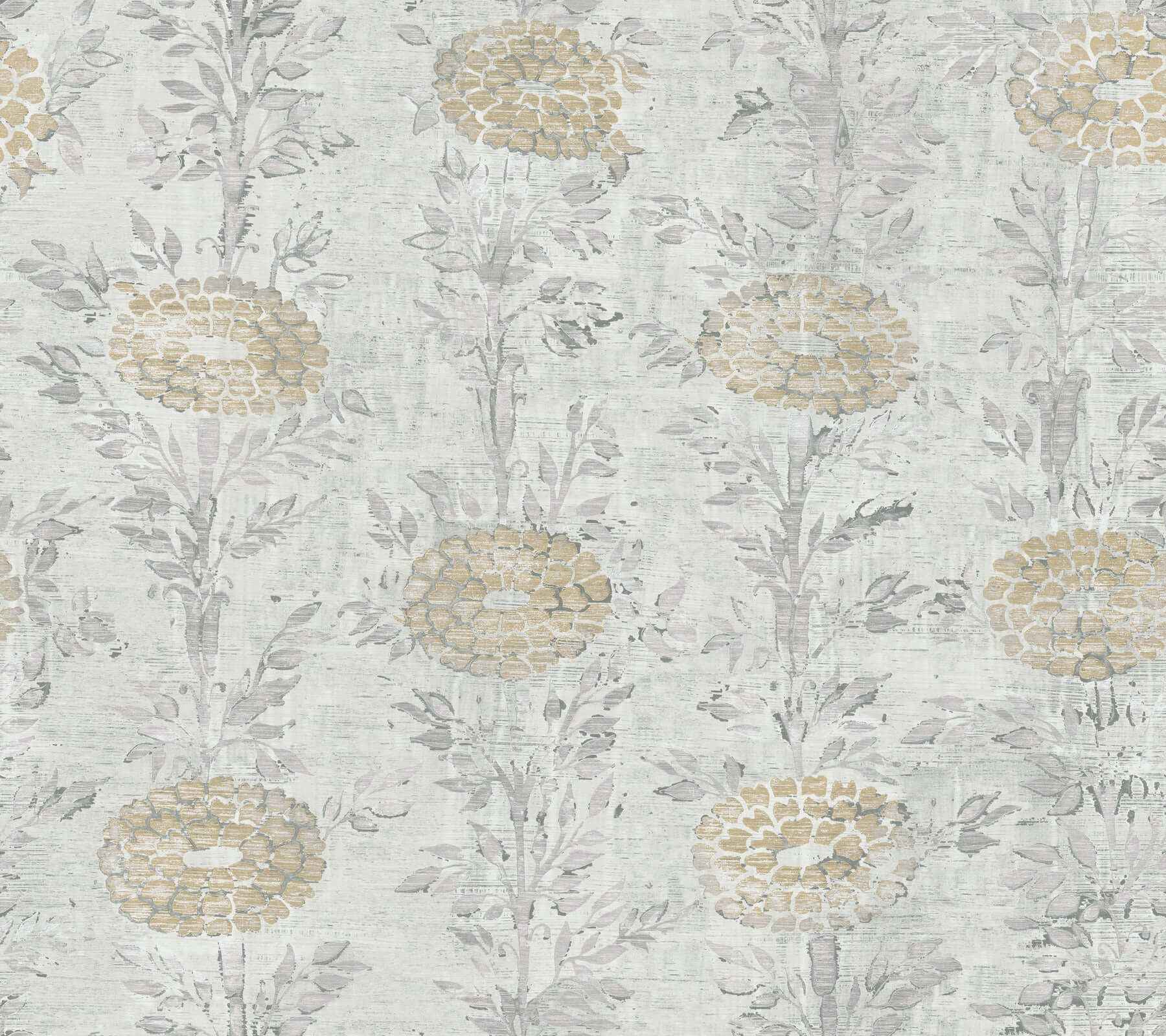 French Marigold White & Gold Wallpaper - York Wallcoverings - AF6516