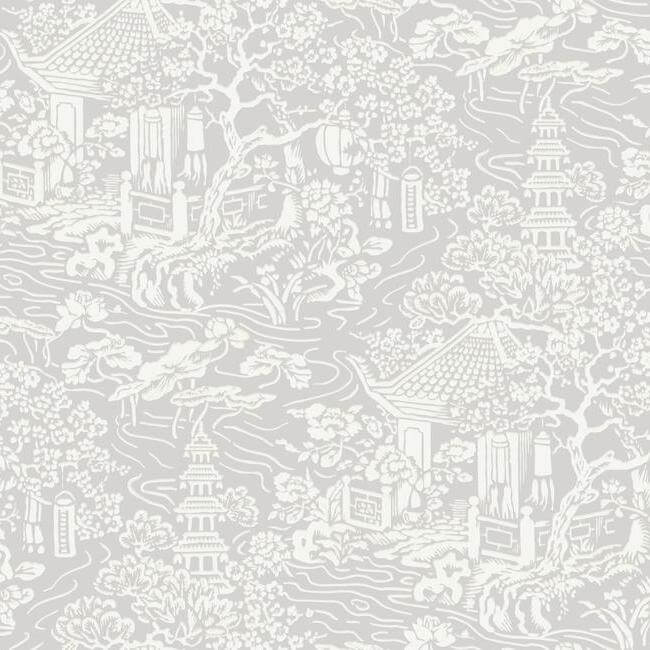 chinoiserie-wallpaper-light-grey-york-wallcoverings-af6573 - York Wallcoverings Wallpaper